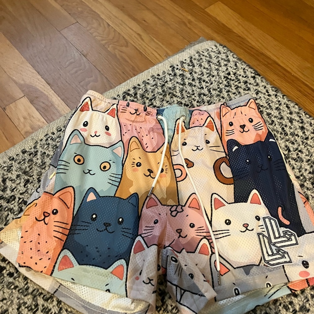 Lumber Legs mesh Cat Print Shorts